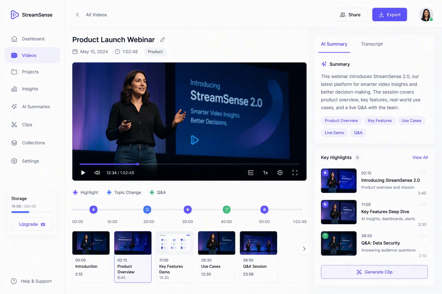 AI Video Recap Feature